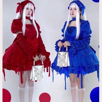 Red And Blue Twins Gothic Lolita Dress OP by Diamond Honey (DH112)
